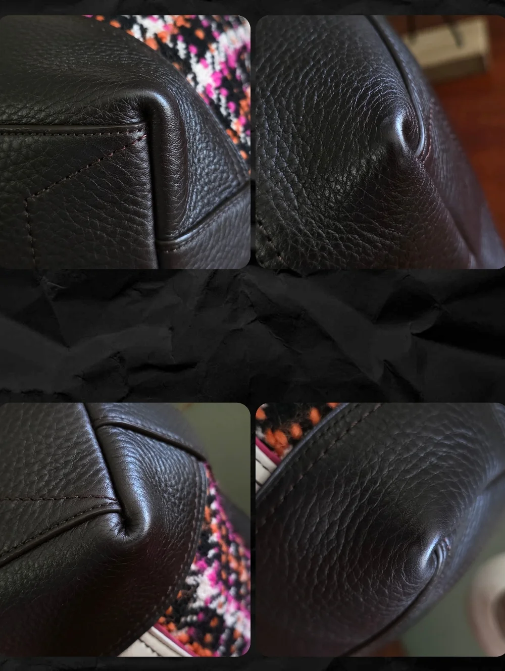 Coach Legacy 21146 Bouclé Leather Duffle Shoulder Bag Pink Black